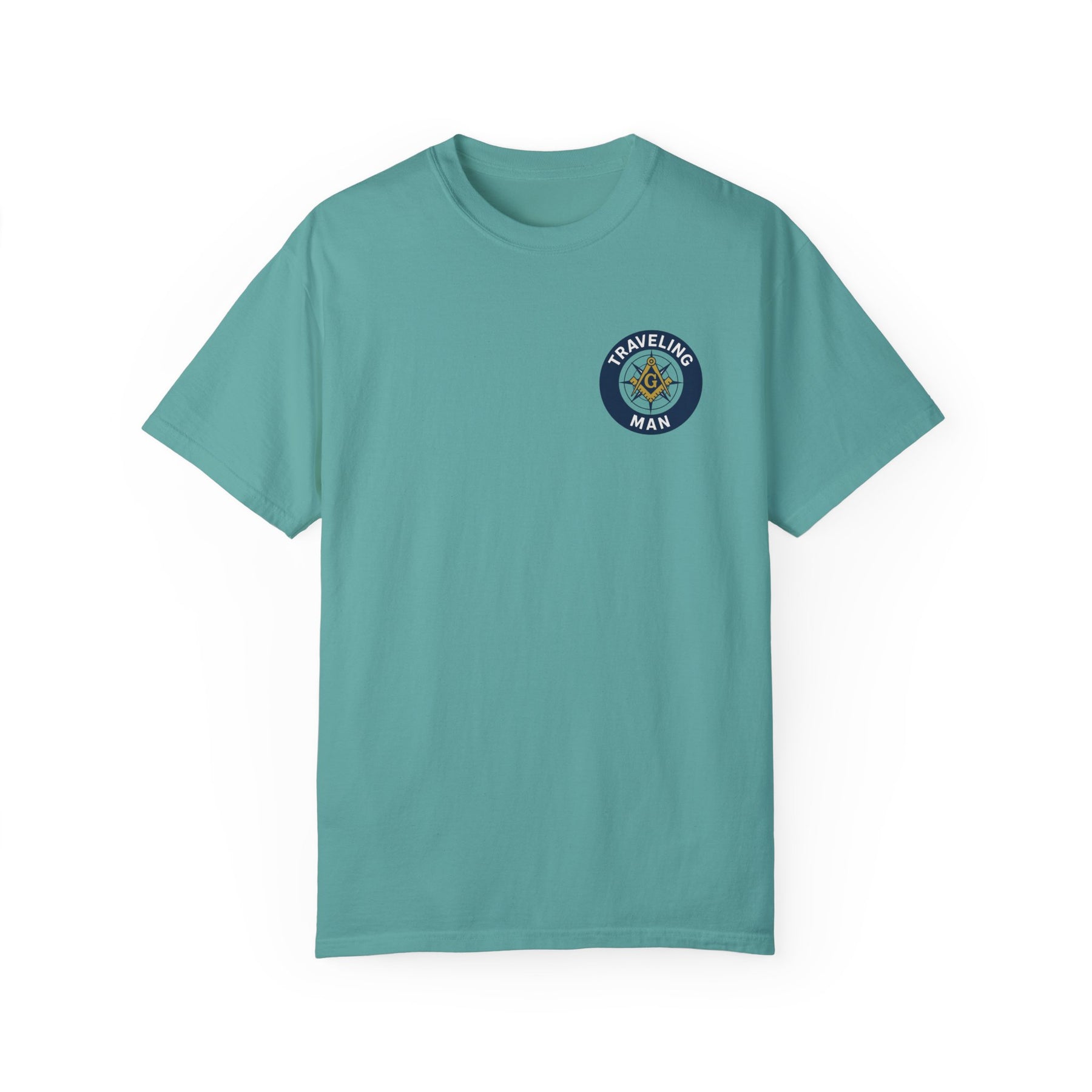 Master Mason Blue Lodge T-Shirt - Traveling Mason Garment-Dyed Tee - Bricks Masons