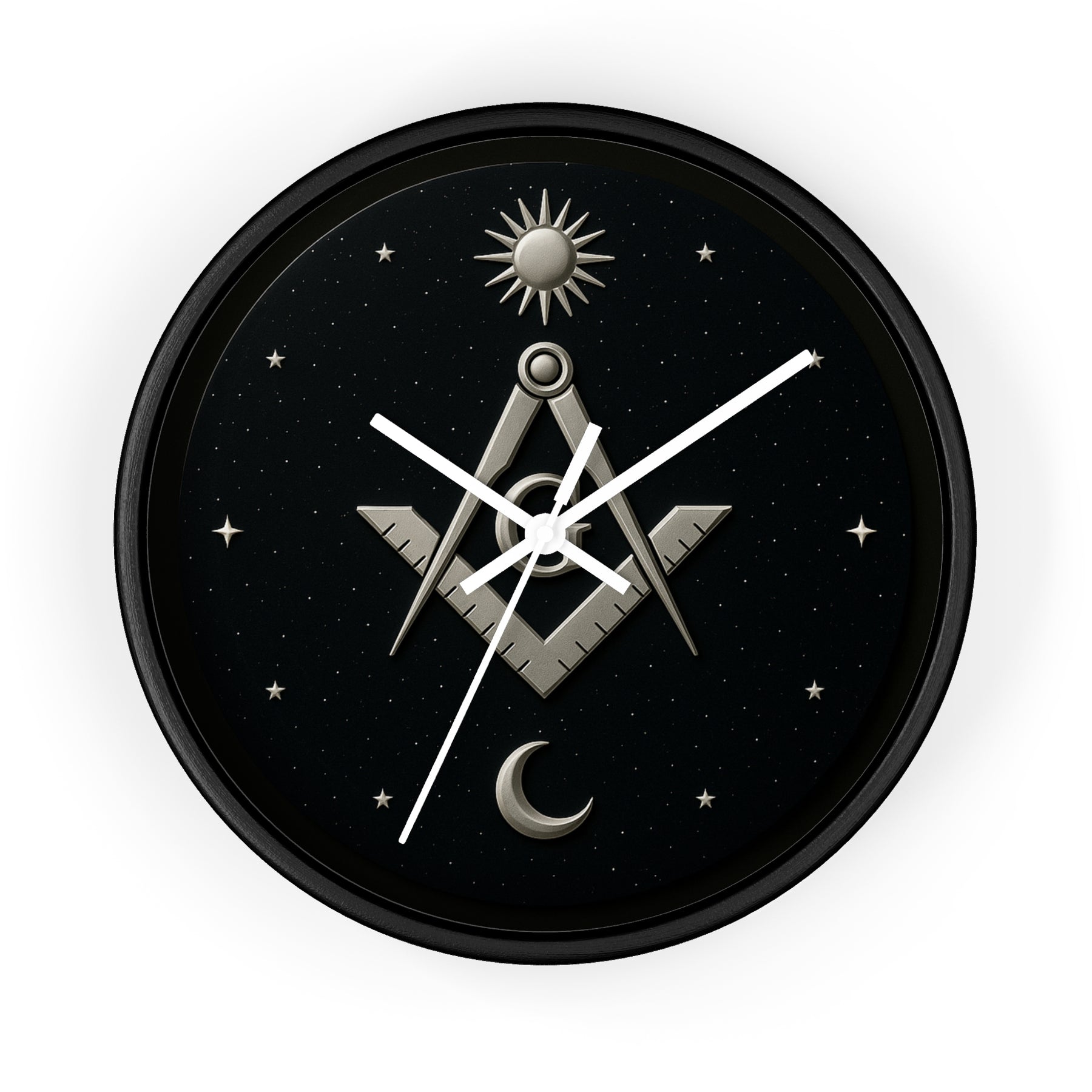 Master Mason Blue Lodge Clock - S&C on Wooden Frame with Plexiglass Cover - Bricks Masons