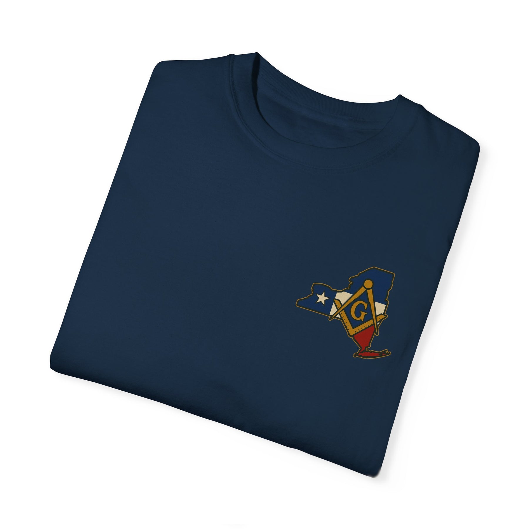 Master Mason Blue Lodge T-Shirt - Garment-Dyed New York Mason - Bricks Masons