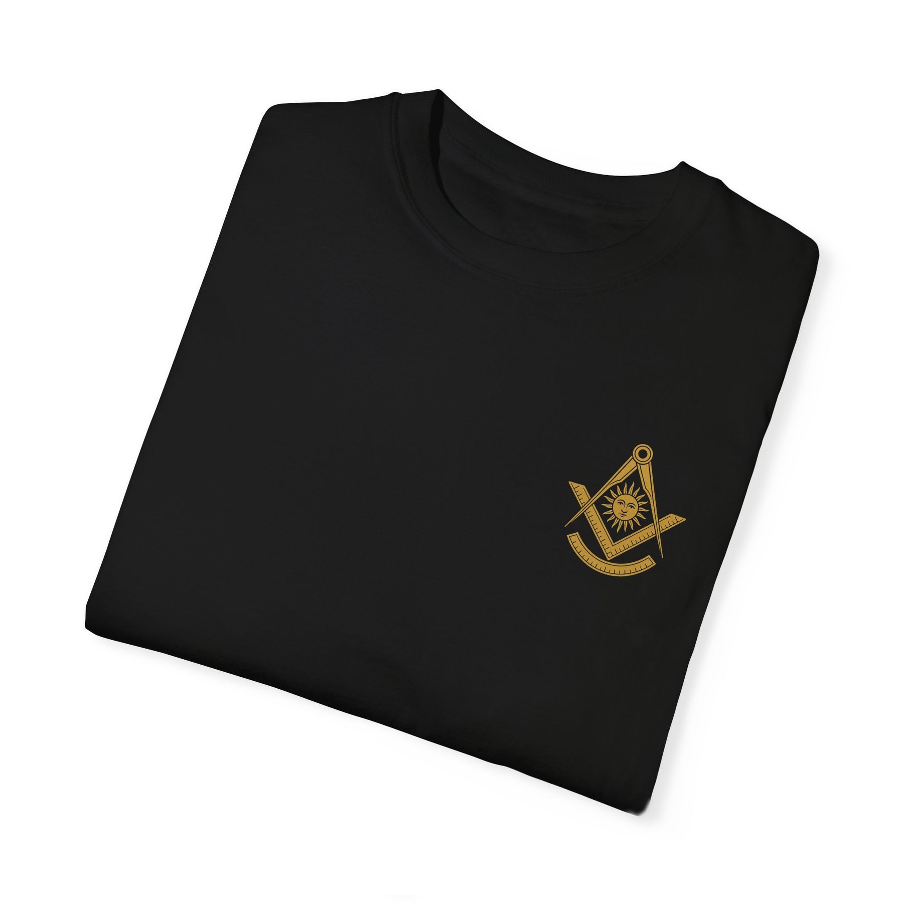 Past Master Blue Lodge T-Shirt - Garment-Dyed Square & Compass, Quadrant - Bricks Masons