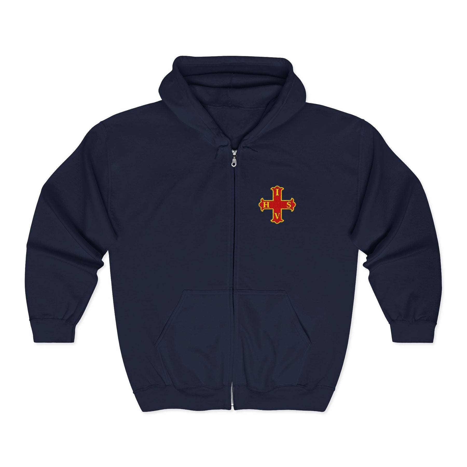 Red Cross of Constantine Hoodie - Zip Up Jacket Embroidered Front & Rear - Bricks Masons
