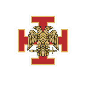 33rd Degree Scottish Rite Sticker Decal - Kiss-Cut Red & Gold Eagle - Bricks Masons