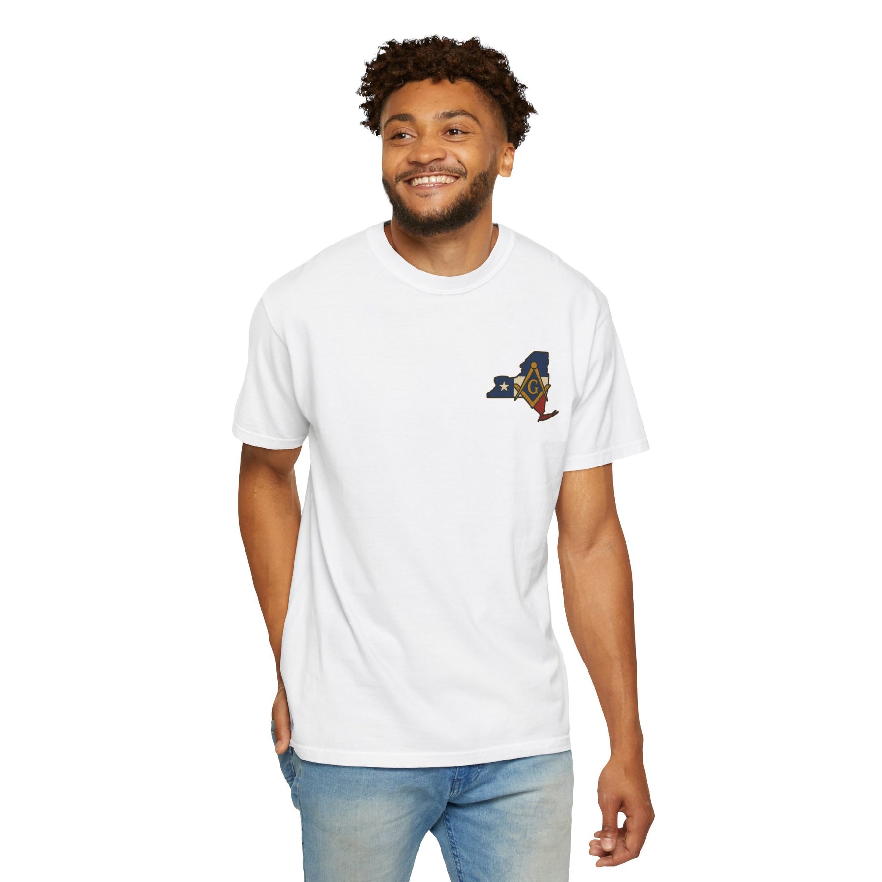 Master Mason Blue Lodge T-Shirt - Garment-Dyed New York Mason - Bricks Masons