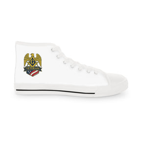 Master Mason Blue Lodge Sneaker - High Top Black & White Sole Veteran Mason - Bricks Masons