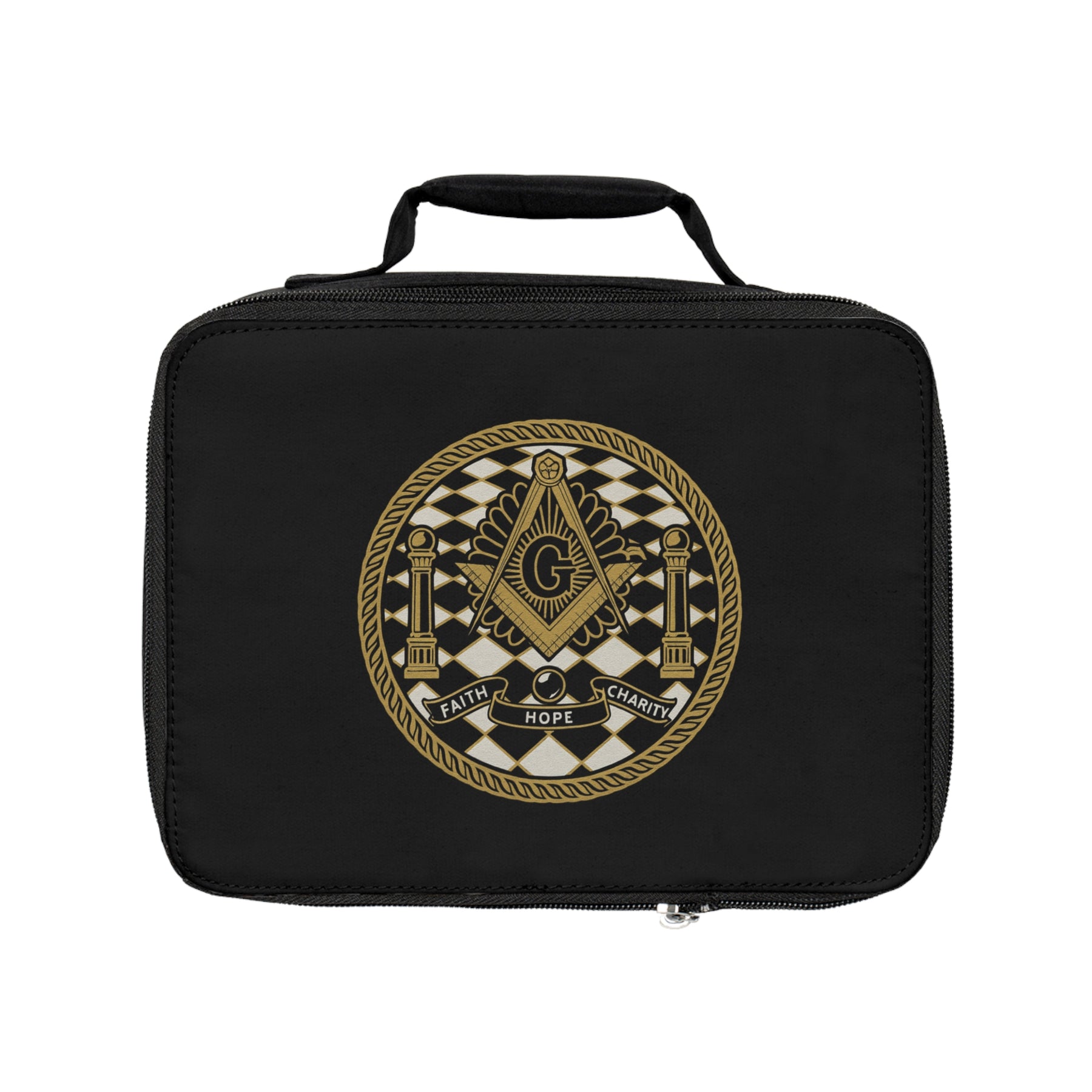Master Mason Blue Lodge Lunch Bag - Faith Hope Charity Fully Insulated - Bricks Masons