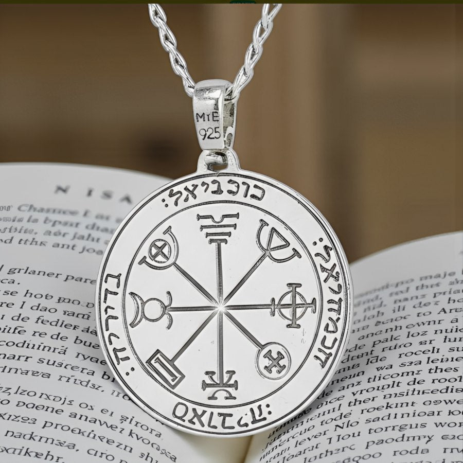 Solomon Pendant Third and Fourth Pentacle consecrated to Mercury 3 cm 9 Gr in silver 44 Seals of Solomon Art 1487 - Bricks Masons