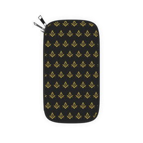 Master Mason Blue Lodge Passport Wallet - Gold Square & Compass Pattern - Bricks Masons