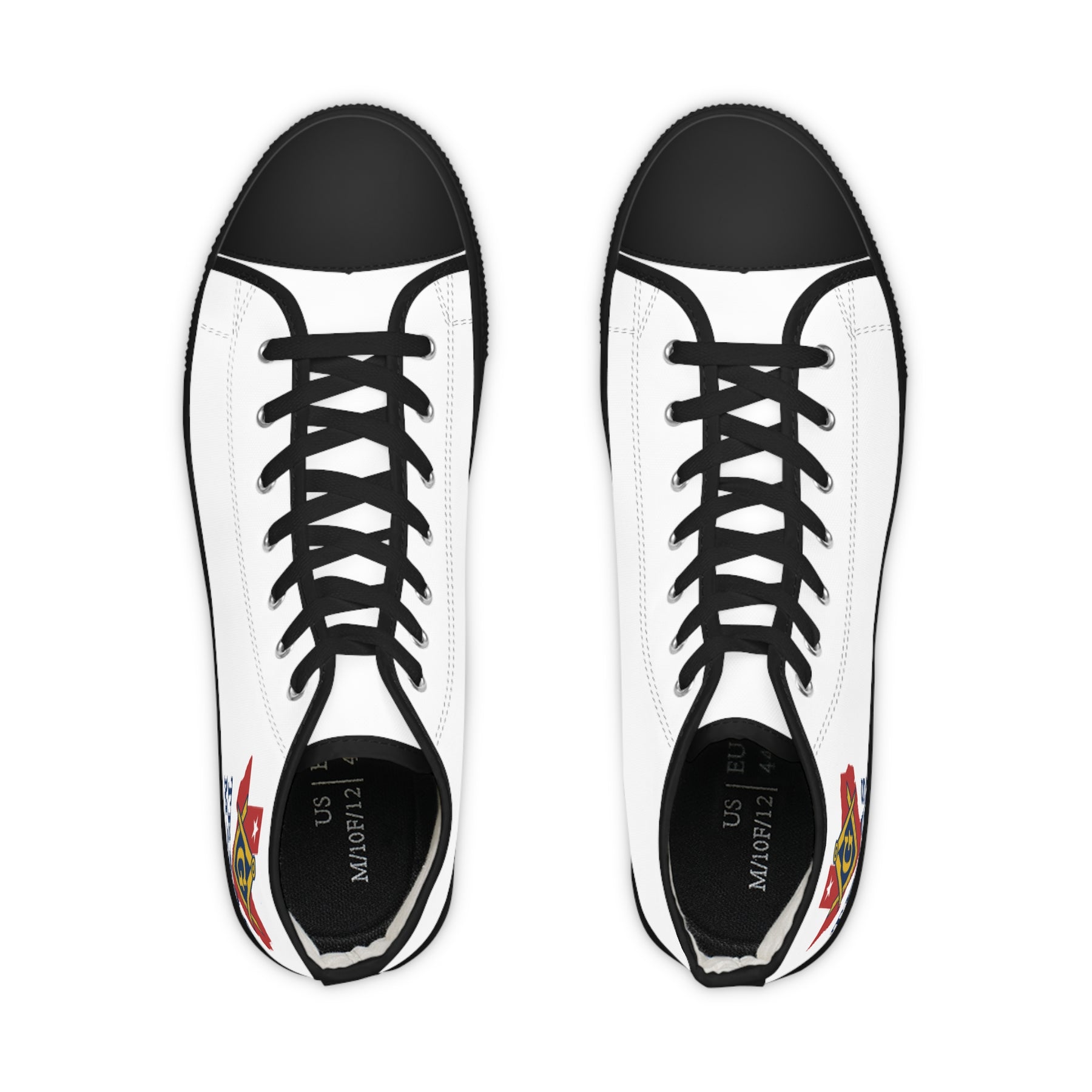 Master Mason Blue Lodge Sneaker - High Top Black & White Sole Texas Mason - Bricks Masons