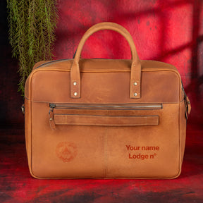 Grand Master Blue Lodge Briefcase - Brown Leather - Bricks Masons