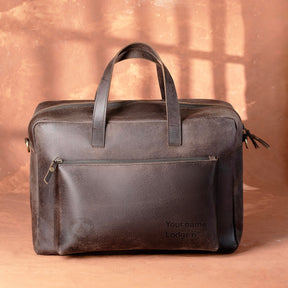 Grand Master Blue Lodge Briefcase - Dark Brown Cow Leather - Bricks Masons