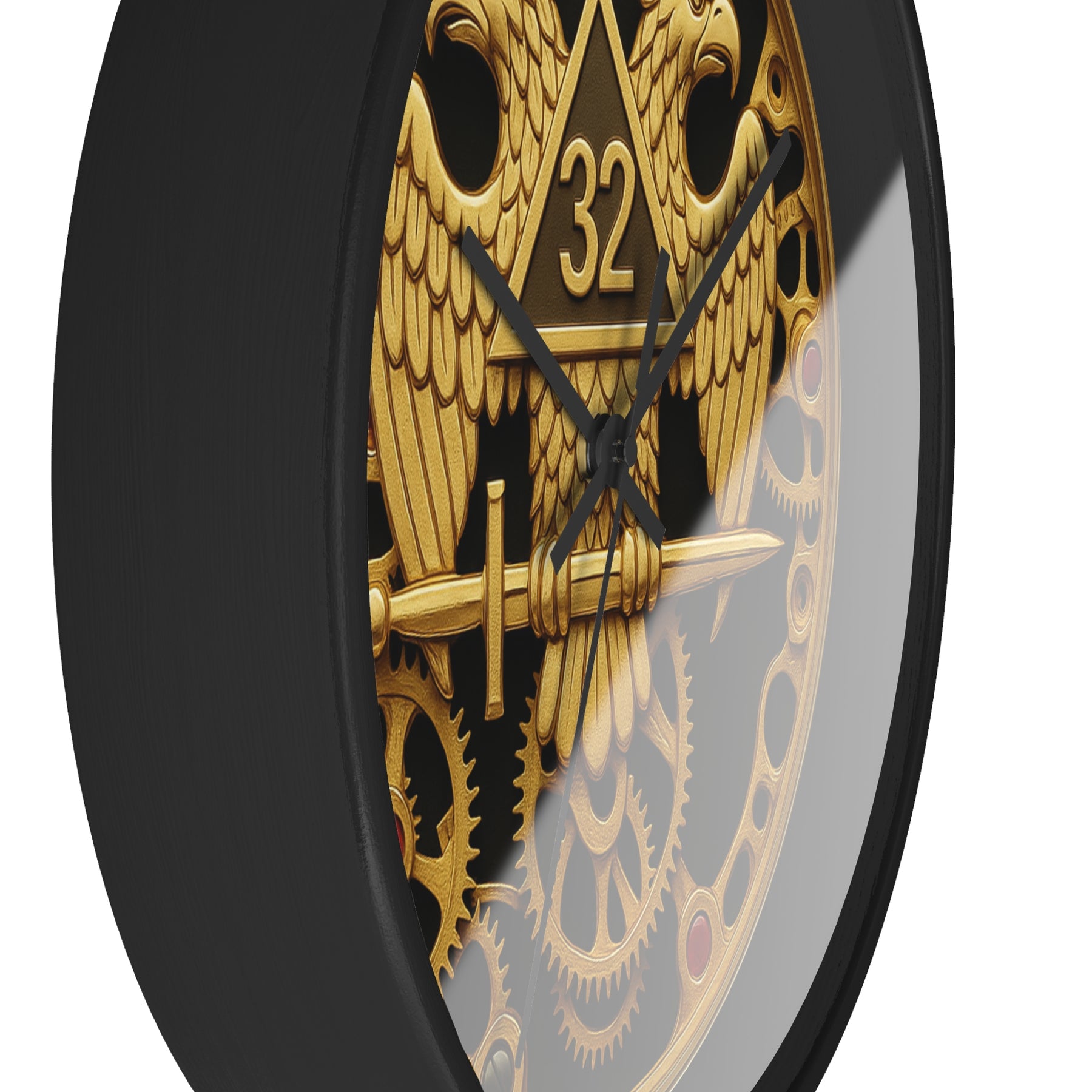 32nd Degree Scottish Rite Clock - Double Headed Eagle with Open Gear - Bricks Masons