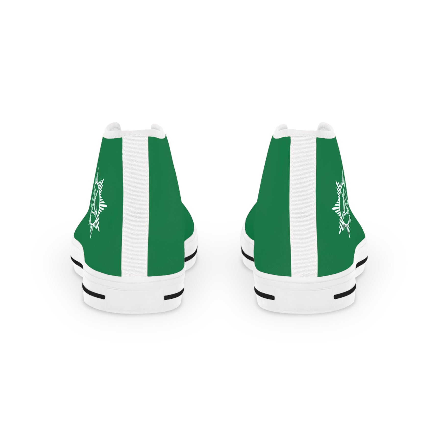 Knight Masons Sneaker - High Top Black & White Green Canvas - Bricks Masons