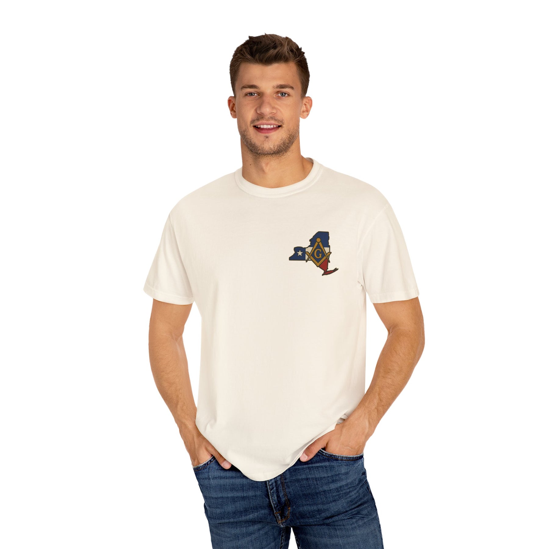Master Mason Blue Lodge T-Shirt - Garment-Dyed New York Mason - Bricks Masons
