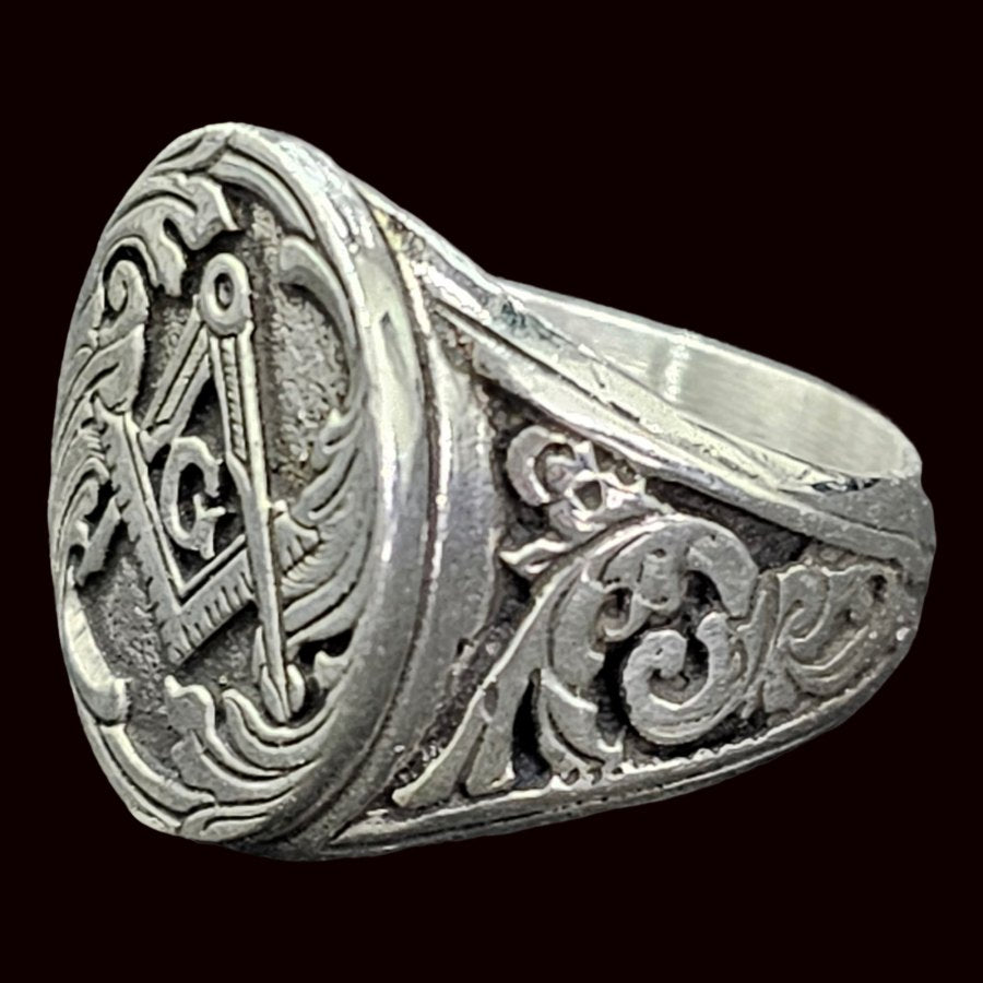 Masonic Fellow Craft Degree Silver Ring Freemasonry Art 1581 - Bricks Masons