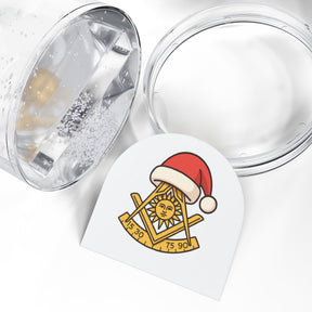 Past Master Blue Lodge Snow Globe - Golden Square & Compass with Quadrant Sun - Bricks Masons