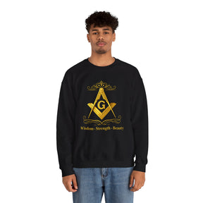 Master Mason Blue Lodge Sweatshirt - Wisdom Strength & Beauty Square & Compass G - Bricks Masons