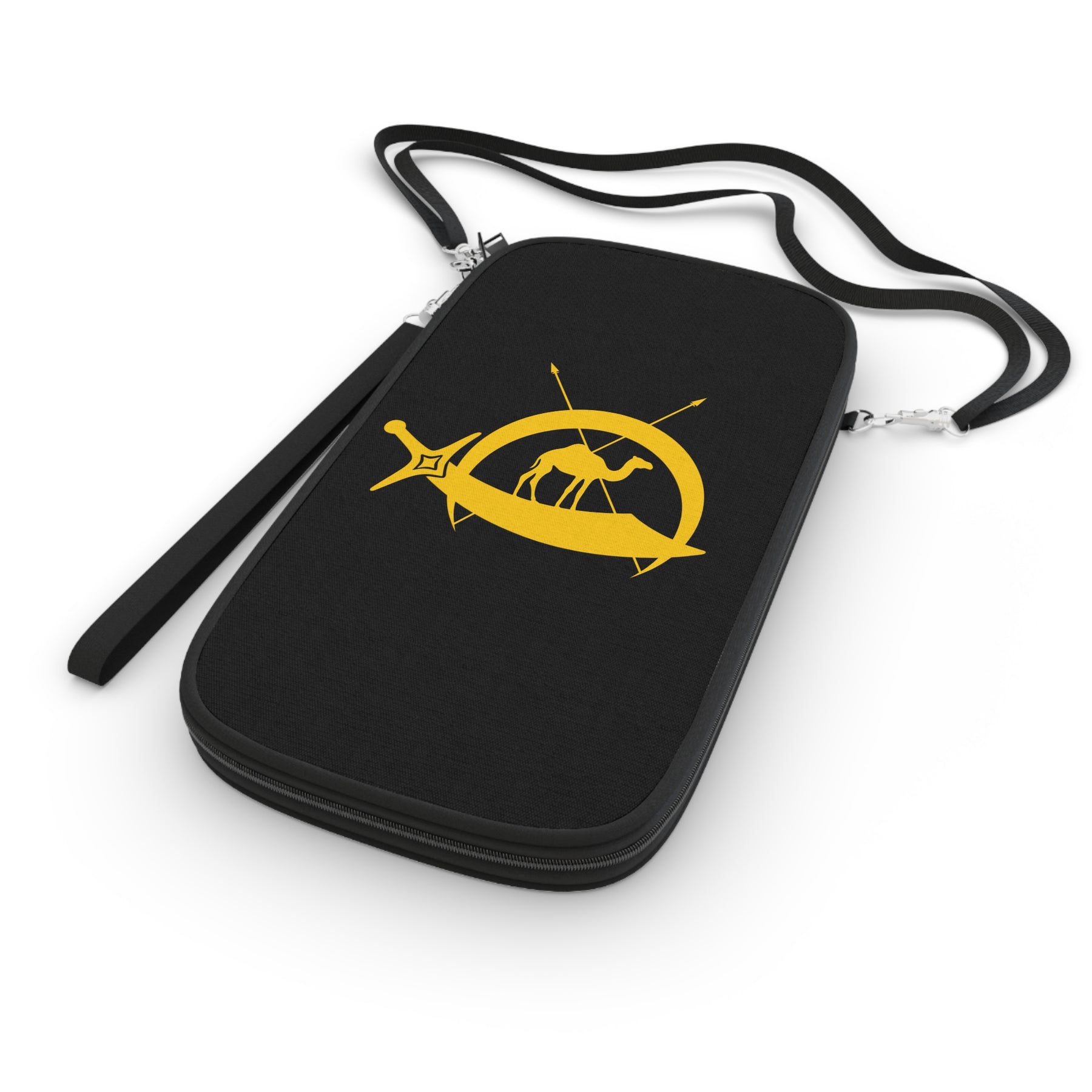 DOKO Passport Wallet - Black & Yellow With Shoulder & Wrist Strap - Bricks Masons