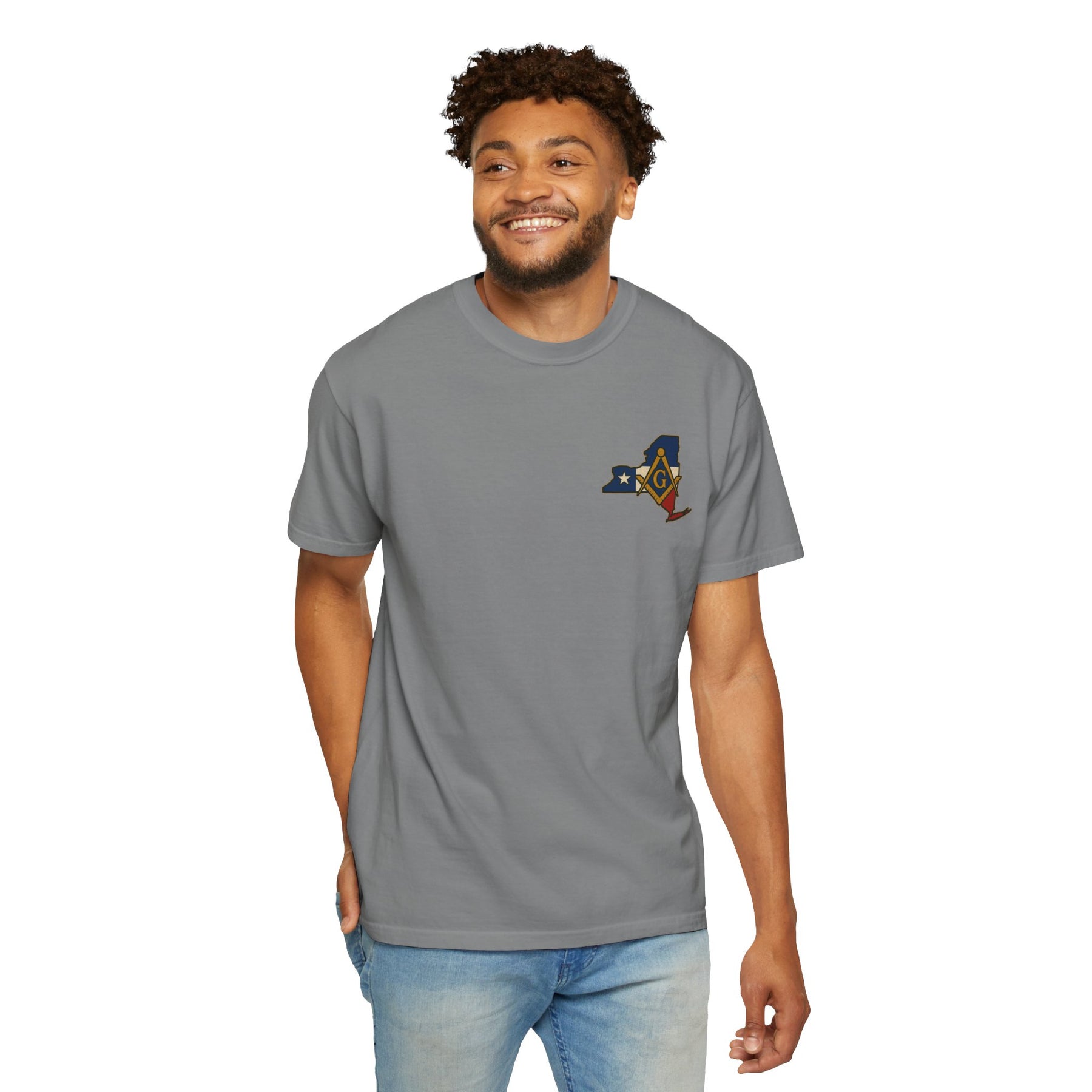 Master Mason Blue Lodge T-Shirt - Garment-Dyed New York Mason - Bricks Masons