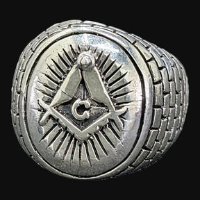 Masonic Master Checkerboard Ring in Silver Masonry Art 1629 - Bricks Masons