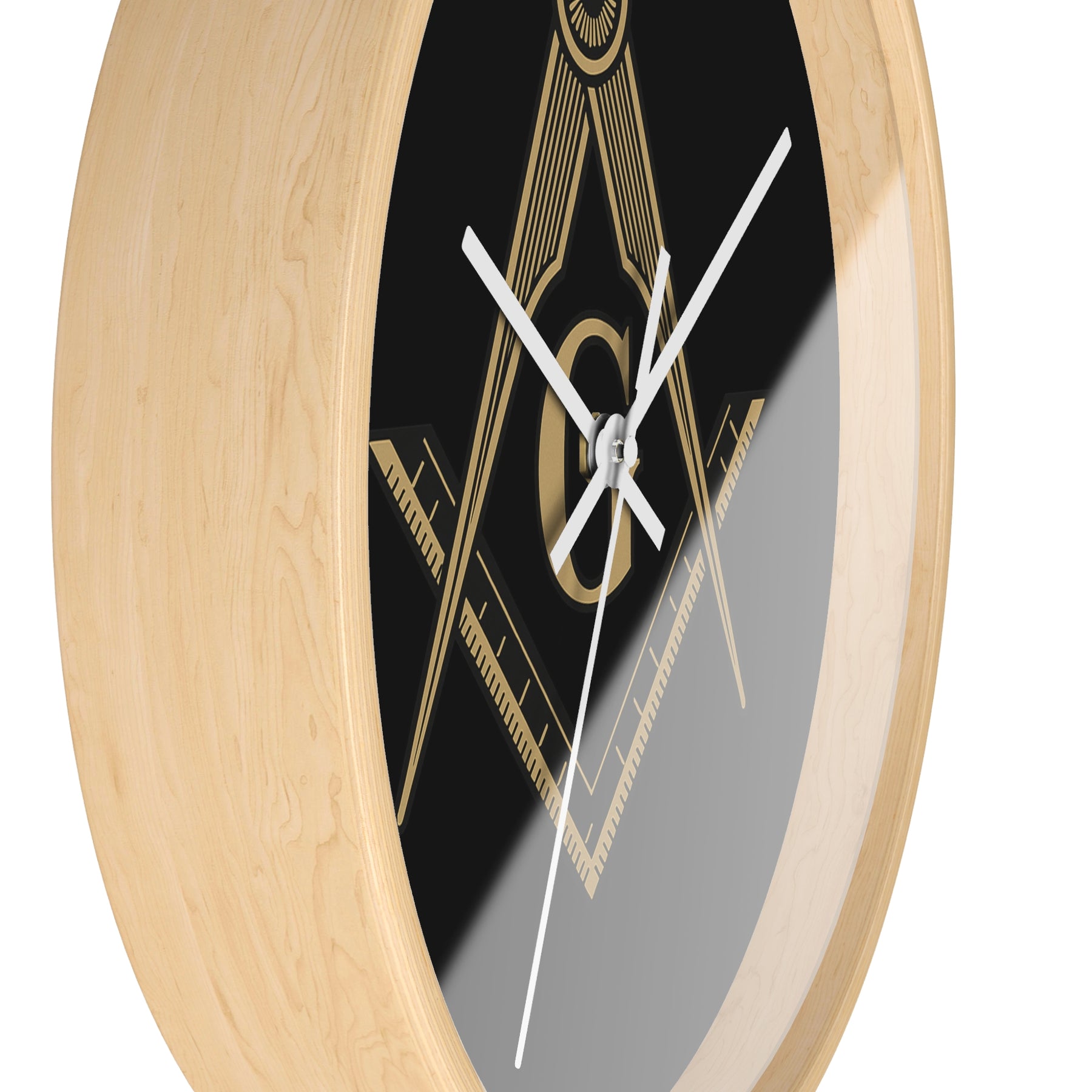 Master Mason Blue Lodge Clock - Golden S&C G on Black Dial - Bricks Masons