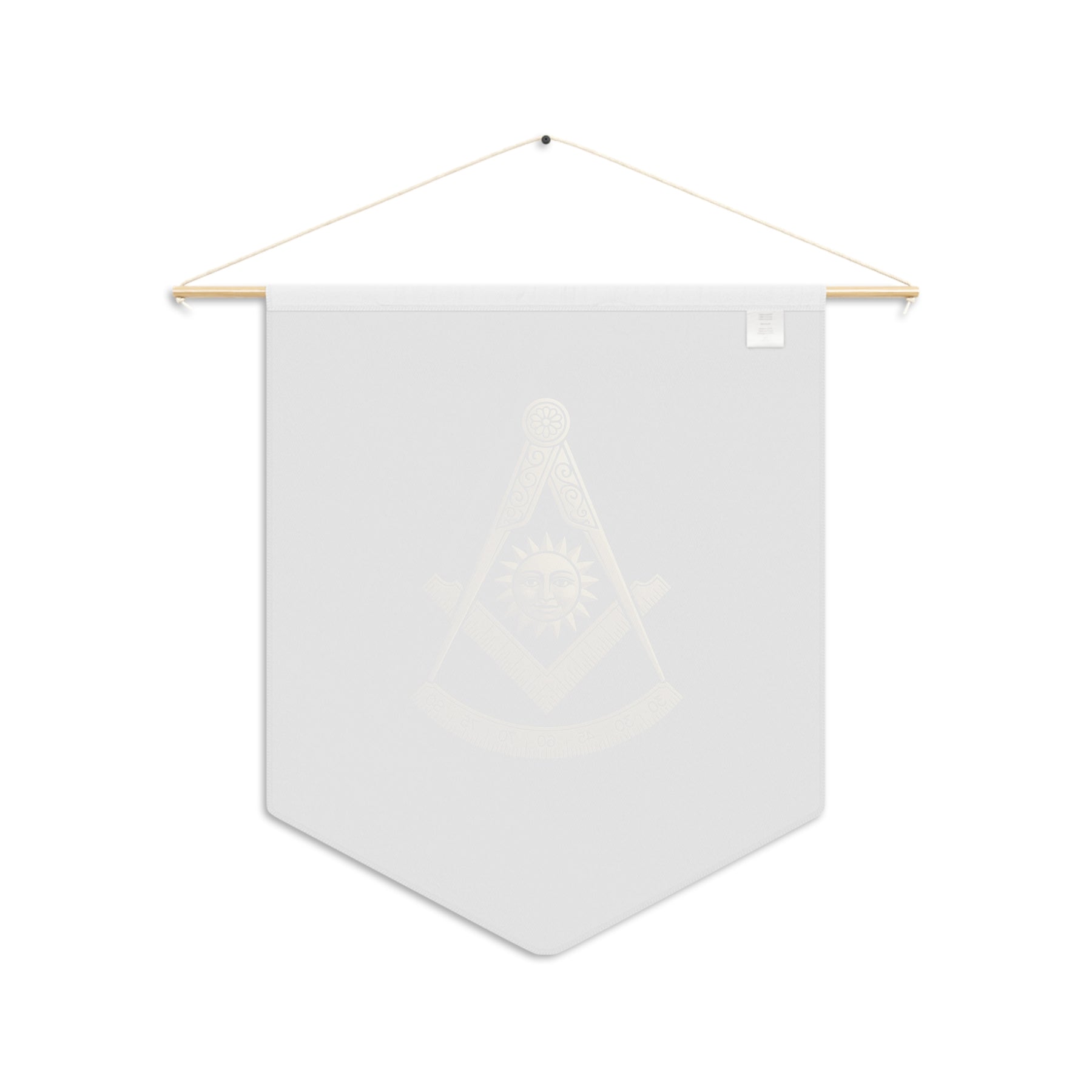Past Master Blue Lodge Pennant - S&C with Sun and Quadrant on Black Polyester Twill - Bricks Masons