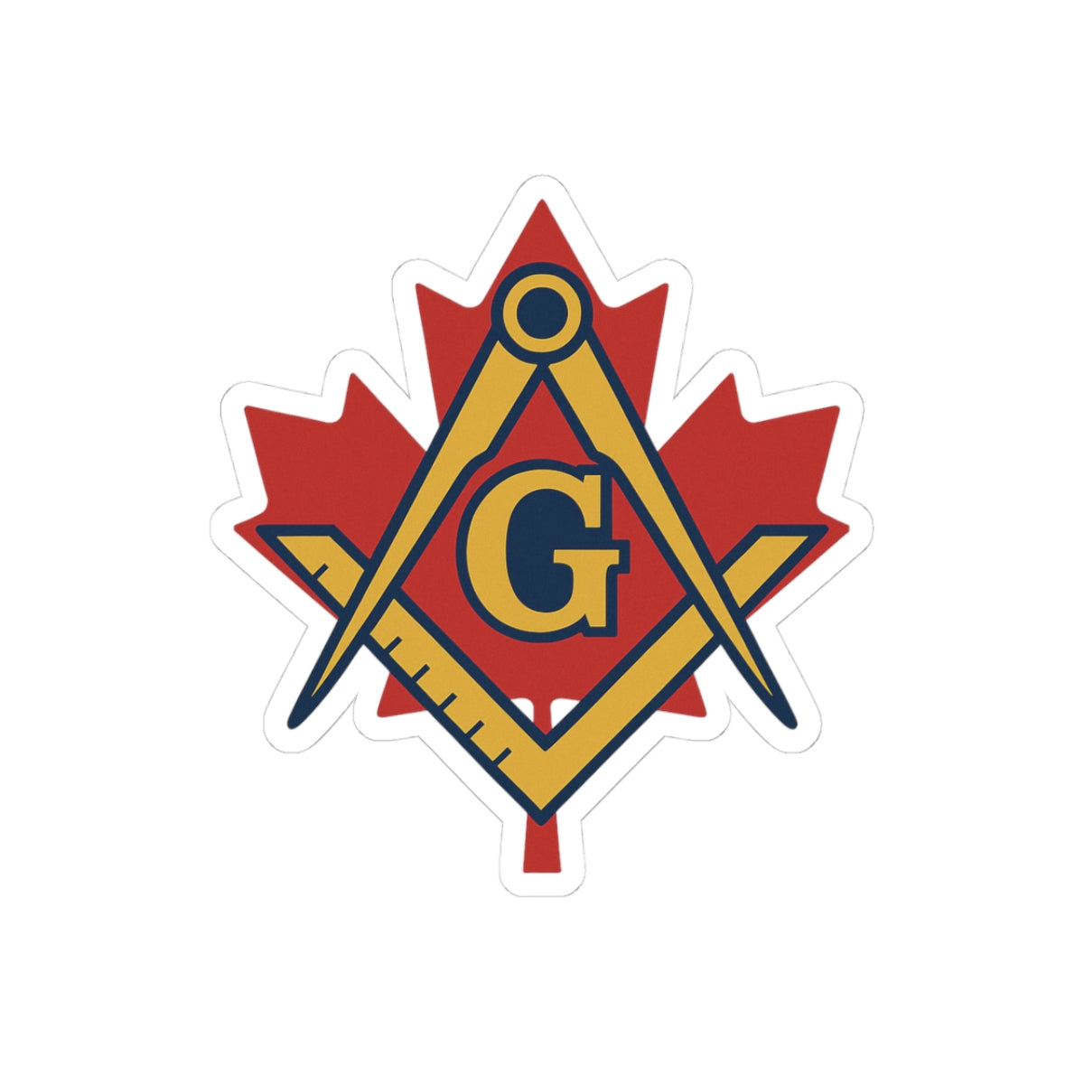 Master Mason Blue Lodge Canada Jurisdiction Sticker Decal - Maple Leaf & Golden S&C - Bricks Masons