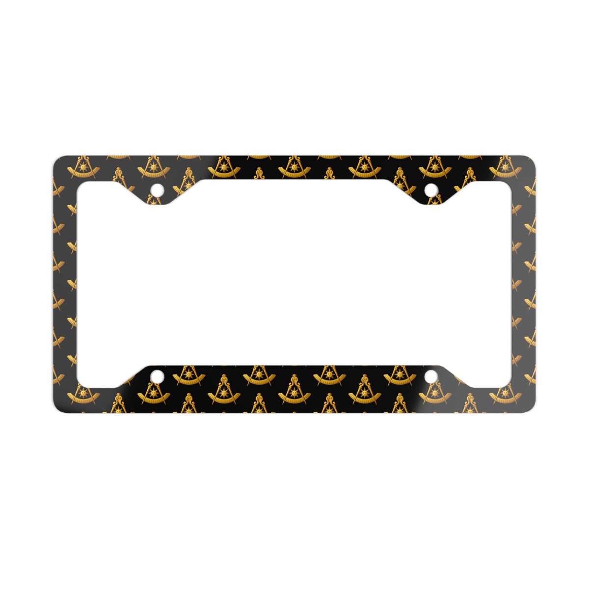 Past Master Blue Lodge License Plate Frame - Full Compass & Quadrant Sun Print - Bricks Masons