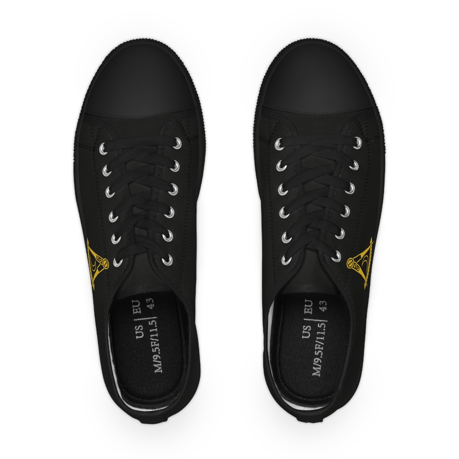District Deputy Grand Master Blue Lodge Sneaker - Low Top Sneaker Black & White Gold Emblem - Bricks Masons
