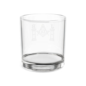 Master Mason Blue Lodge Whiskey Glass - Square & Compass G with J&B Pillars