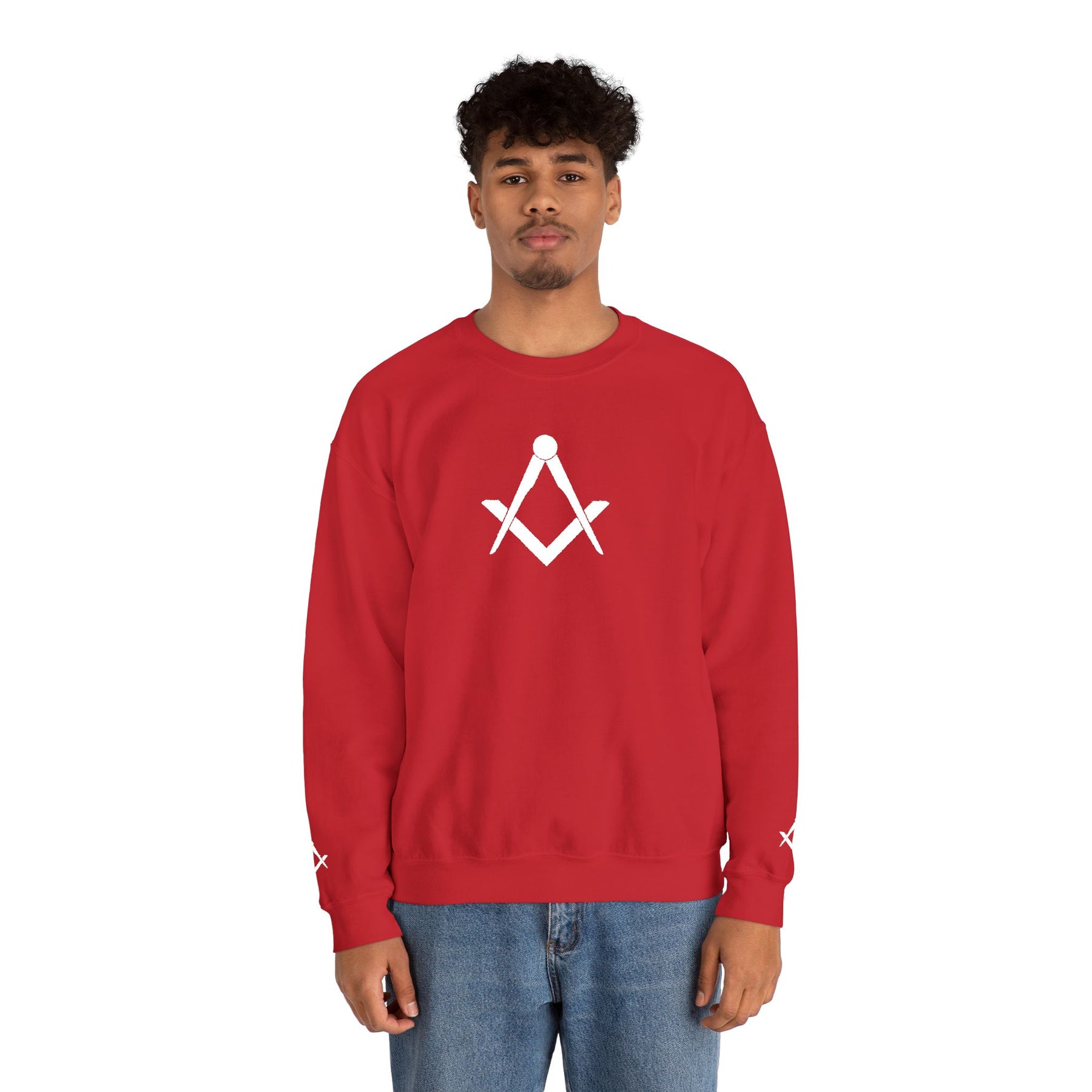Master Mason Blue Lodge Sweatshirt - Crewneck Square & Compass Embroidery - Bricks Masons