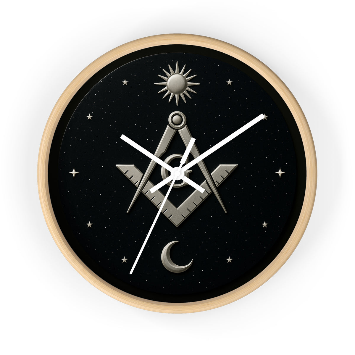 Master Mason Blue Lodge Clock - S&C on Wooden Frame with Plexiglass Cover - Bricks Masons