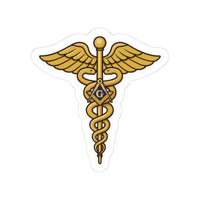 Master Mason Blue Lodge Sticker Decal - Kiss-Cut Gold Medical Doctor - Bricks Masons