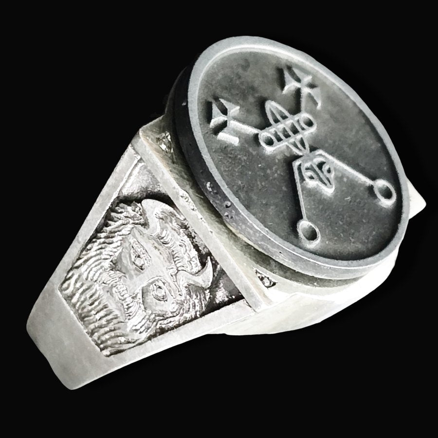 Demon Ring 01 King Bael 72 Demons Lesser Key of Solomon Goetia In Silver 2.2 cm x 1.8 cm 18 Gr Art 1779 - Bricks Masons