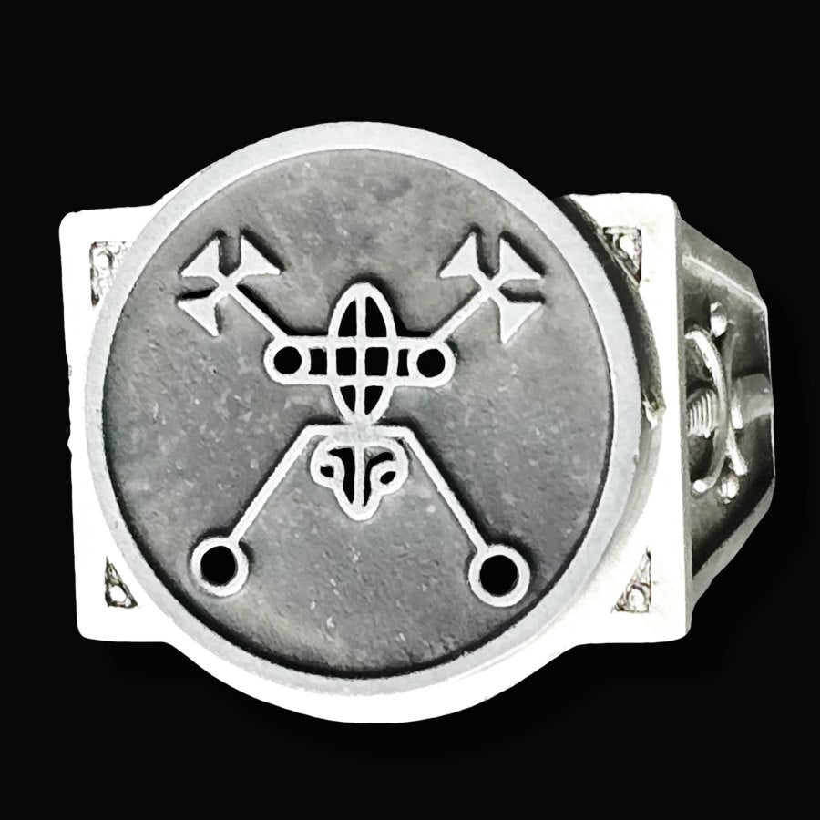 Demon Ring 01 King Bael 72 Demons Lesser Key of Solomon Goetia In Silver 2.2 cm x 1.8 cm 18 Gr Art 1779 - Bricks Masons