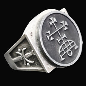 Demon Ring 4 Marques Samigina 72 Demons Lesser Key of Solomon Goetia In Silver 2.2 cm x 1.8 cm 18 Gr Art 1782 - Bricks Masons