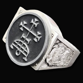 Demon Ring 4 Marques Samigina 72 Demons Lesser Key of Solomon Goetia In Silver 2.2 cm x 1.8 cm 18 Gr Art 1782 - Bricks Masons