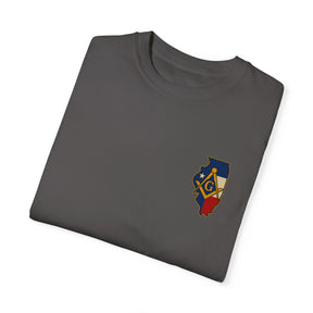 Master Mason Blue Lodge T-Shirt - Garment-Dyed Illinois Mason - Bricks Masons