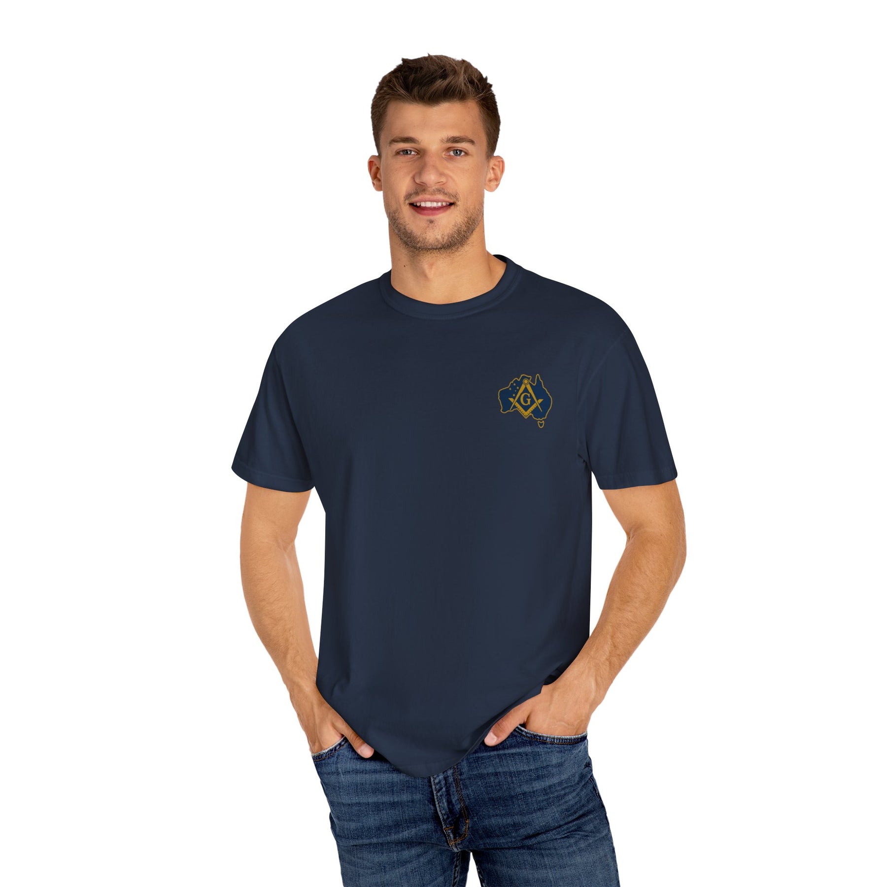 Master Mason Blue Lodge Australia Jurisdiction T-Shirt - Mason Garment-Dyed Tee - Bricks Masons