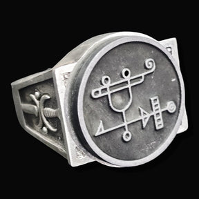 Demon Ring 43 MARQUES SABNOCK 72 Demons Lesser Key of Solomon Goetia In Silver 2.2 cm x 1.8 cm 18 Gr Art 1821 - Bricks Masons