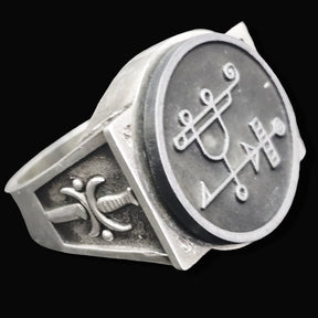 Demon Ring 43 MARQUES SABNOCK 72 Demons Lesser Key of Solomon Goetia In Silver 2.2 cm x 1.8 cm 18 Gr Art 1821 - Bricks Masons