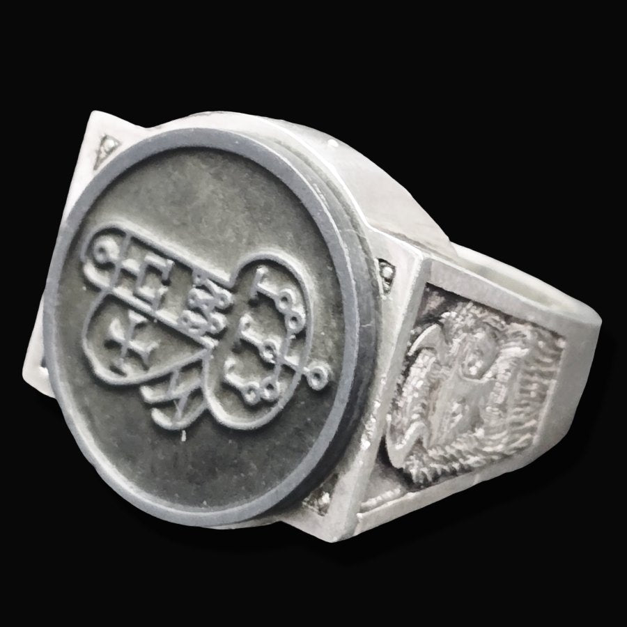 Demon Ring 44 MARQUES SHAX 72 Demons Lesser Key of Solomon Goetia In Silver 2.2 cm x 1.8 cm 18 Gr Art 1822 - Bricks Masons