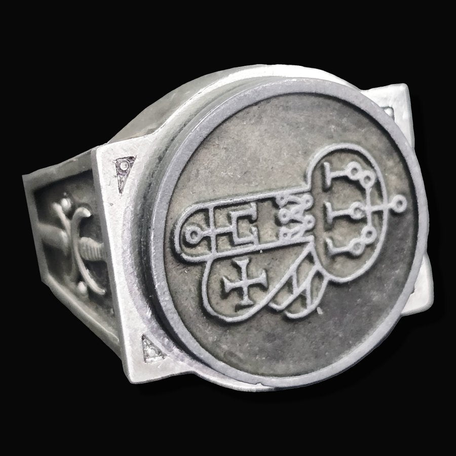 Demon Ring 44 MARQUES SHAX 72 Demons Lesser Key of Solomon Goetia In Silver 2.2 cm x 1.8 cm 18 Gr Art 1822 - Bricks Masons