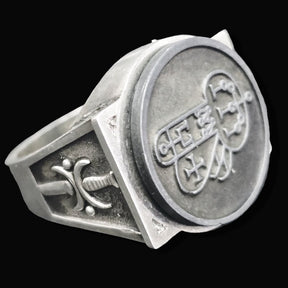 Demon Ring 44 MARQUES SHAX 72 Demons Lesser Key of Solomon Goetia In Silver 2.2 cm x 1.8 cm 18 Gr Art 1822 - Bricks Masons