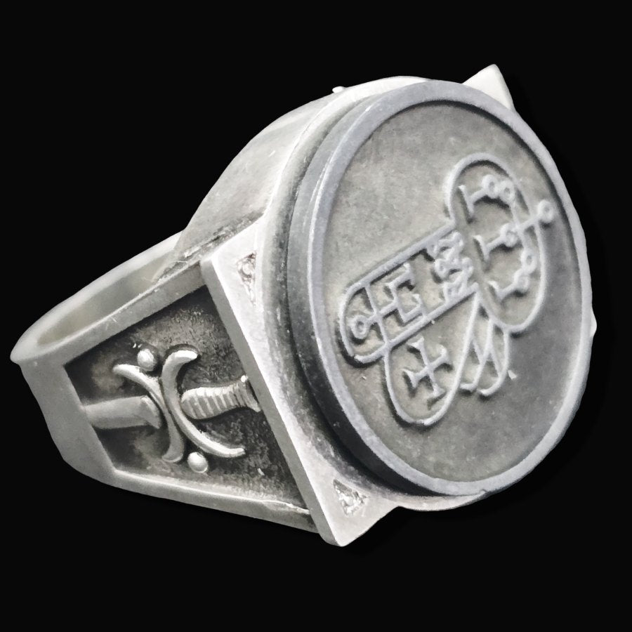 Demon Ring 44 MARQUES SHAX 72 Demons Lesser Key of Solomon Goetia In Silver 2.2 cm x 1.8 cm 18 Gr Art 1822 - Bricks Masons