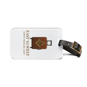Master Mason Blue Lodge Luggage Tag - Traveling Light With Black Leather Strap - Bricks Masons