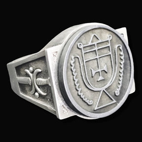 Demon Ring 49 DUKE CROCELL 72 Demons Lesser Key of Solomon Goetia In Silver 2.2 cm x 1.8 cm 18 Gr Art 1827 - Bricks Masons