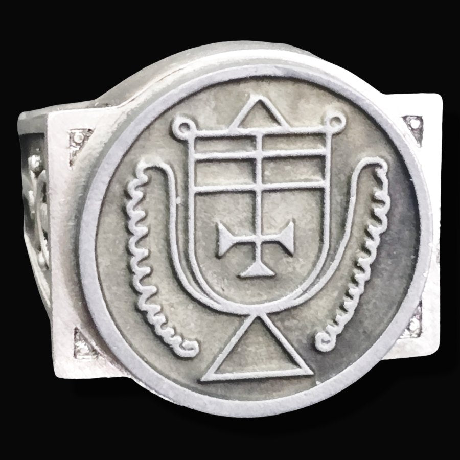 Demon Ring 49 DUKE CROCELL 72 Demons Lesser Key of Solomon Goetia In Silver 2.2 cm x 1.8 cm 18 Gr Art 1827 - Bricks Masons