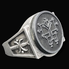 Demon Ring 59 MARQUES ORIAS 72 Demons Minor Key of Solomon Goetia In Silver 2.2 cm x 1.8 cm 18 Gr Art 1837 - Bricks Masons