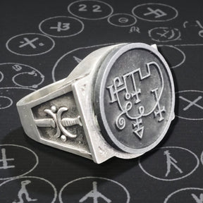 Demon Ring 65 MARQUES ANDREALPHUS 72 Demons Lesser Key of Solomon Goetia In Silver 2.2 cm x 1.8 cm 18 Gr Art 1843 - Bricks Masons