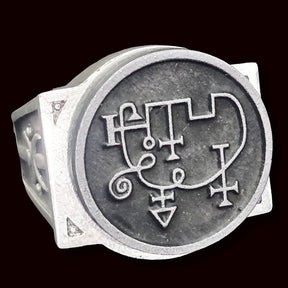 Demon Ring 65 MARQUES ANDREALPHUS 72 Demons Lesser Key of Solomon Goetia In Silver 2.2 cm x 1.8 cm 18 Gr Art 1843 - Bricks Masons